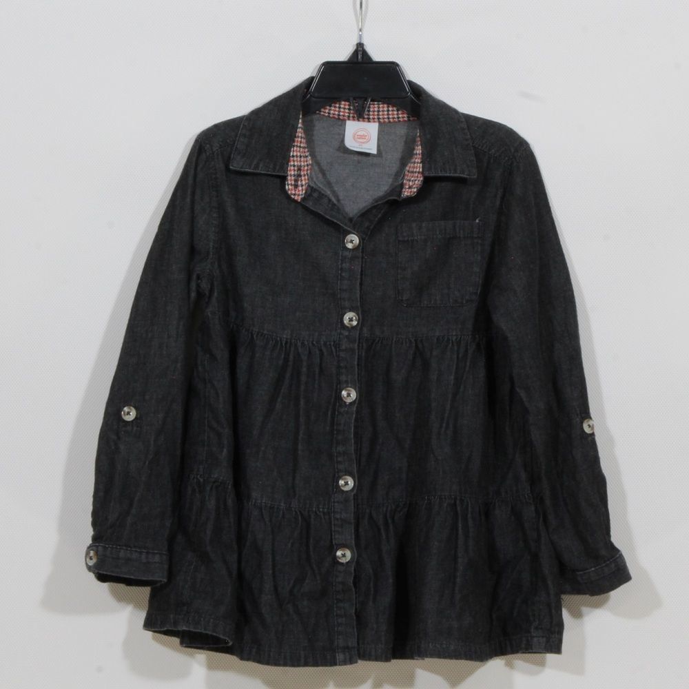 Wonder Nation Girls Long Sleeve Black Button Down Jean Top Size 5T
